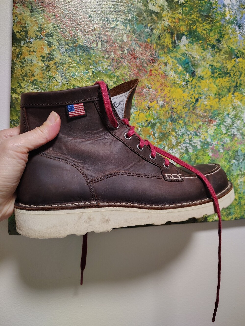 Danner Brown Leather Work Boots with Red Laces... - Picture 6 of 7